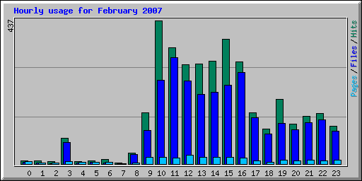 Hourly usage for February 2007