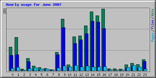 Hourly usage for June 2007